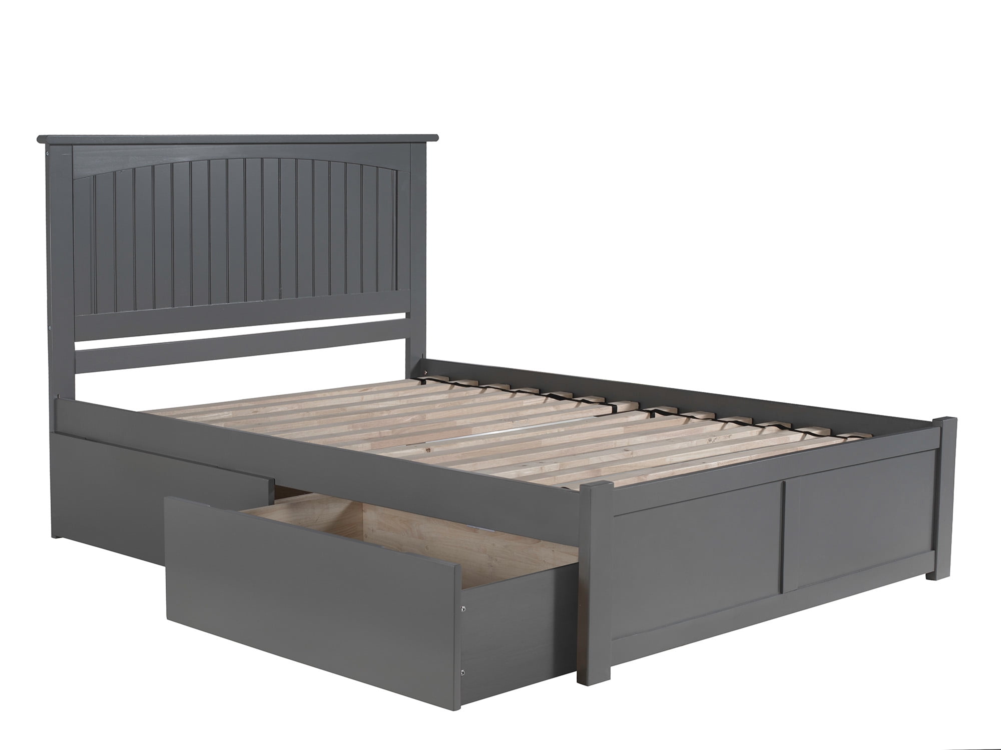Picture of Atlantic Furniture AR8252119 Nantucket King Platform Bed with Flat Panel Foot Board & 2 Urban Bed Drawers - Grey