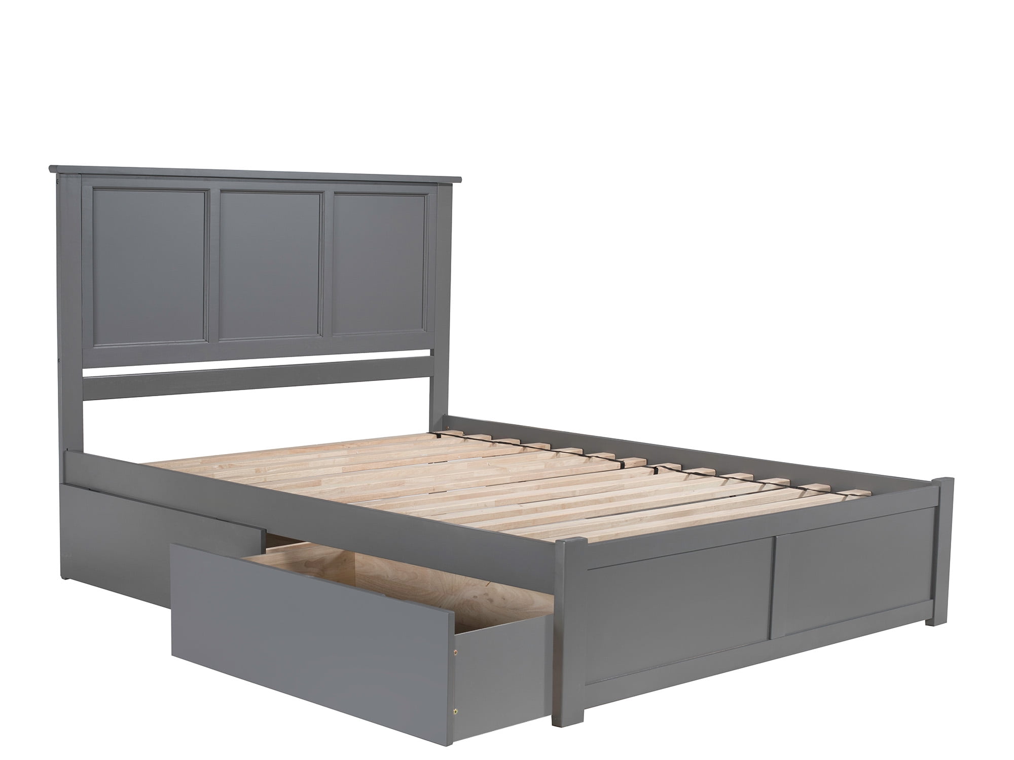 Picture of Atlantic Furniture AR8642119 Madison Queen Platform Bed with Flat Panel Foot Board & 2 Urban Bed Drawers - Grey