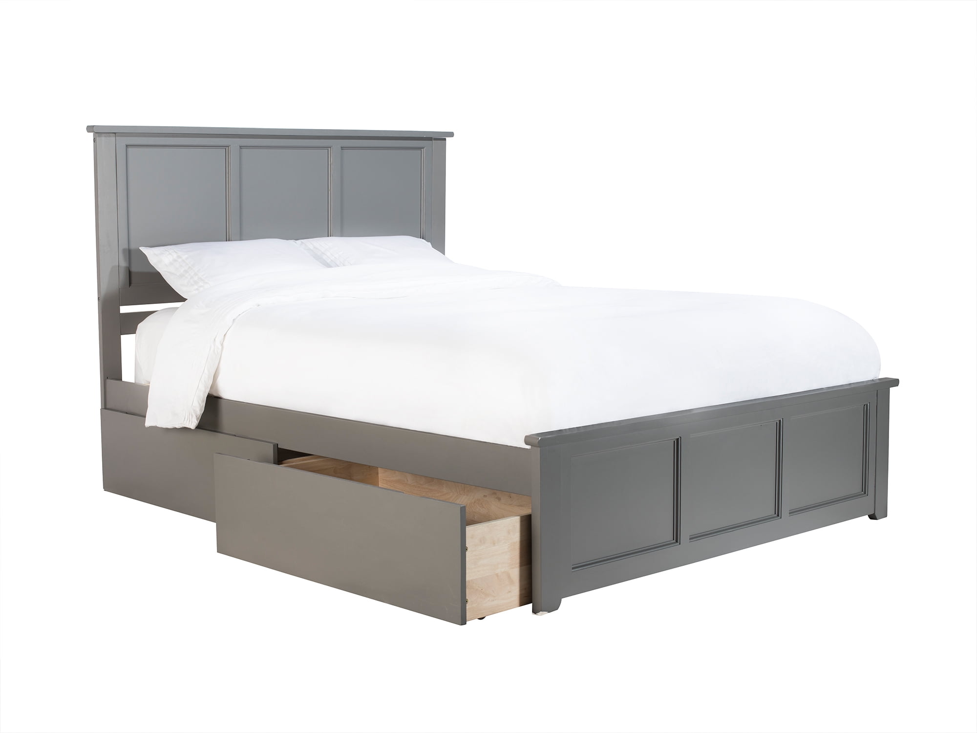 Picture of Atlantic Furniture AR8646119 Madison Queen Platform Bed with Matching Foot Board with 2 Urban Bed Drawers - Grey