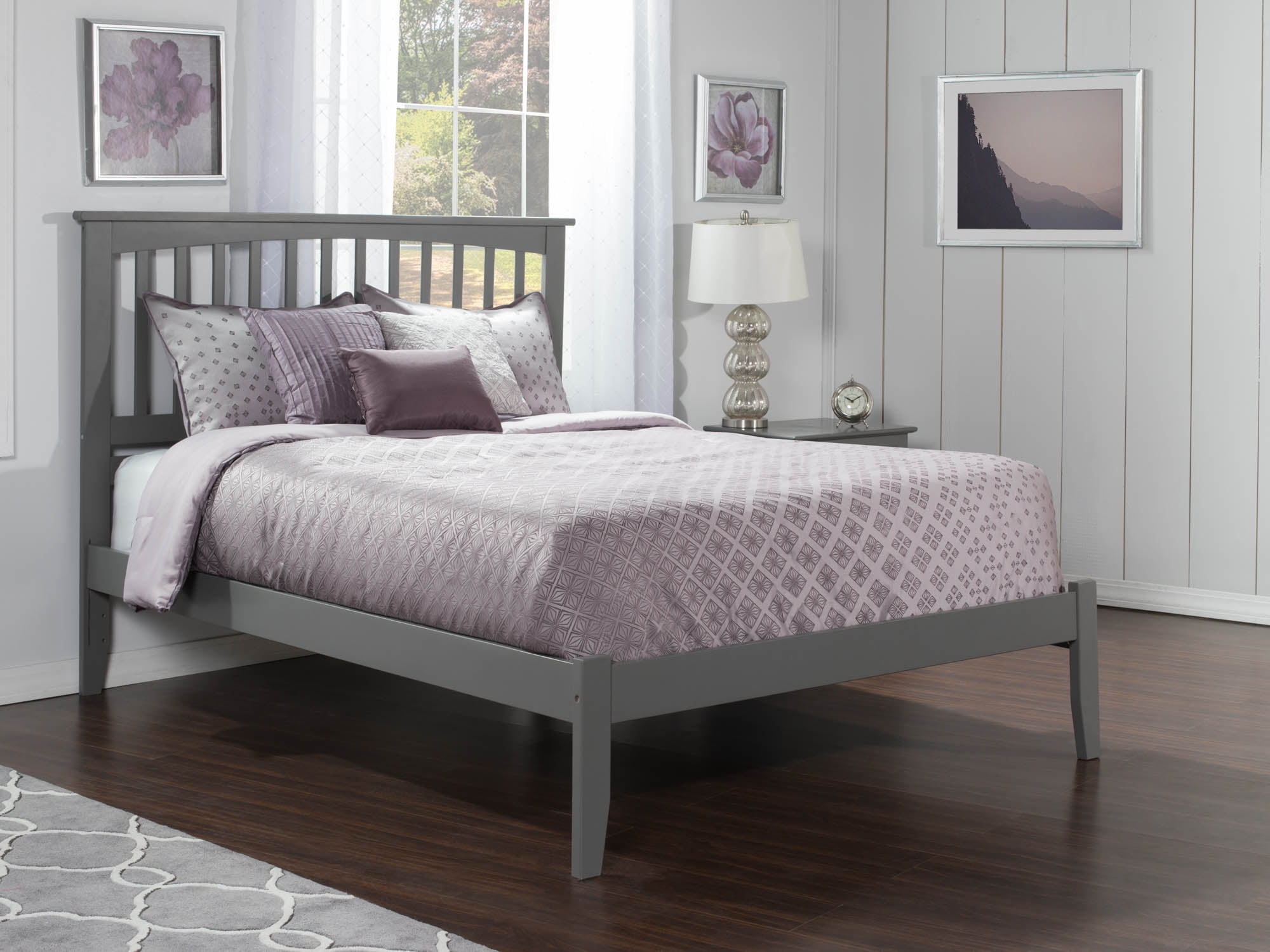 Picture of Atlantic Furniture AR8741009 Mission Queen Platform Bed with Open Foot Board - Grey