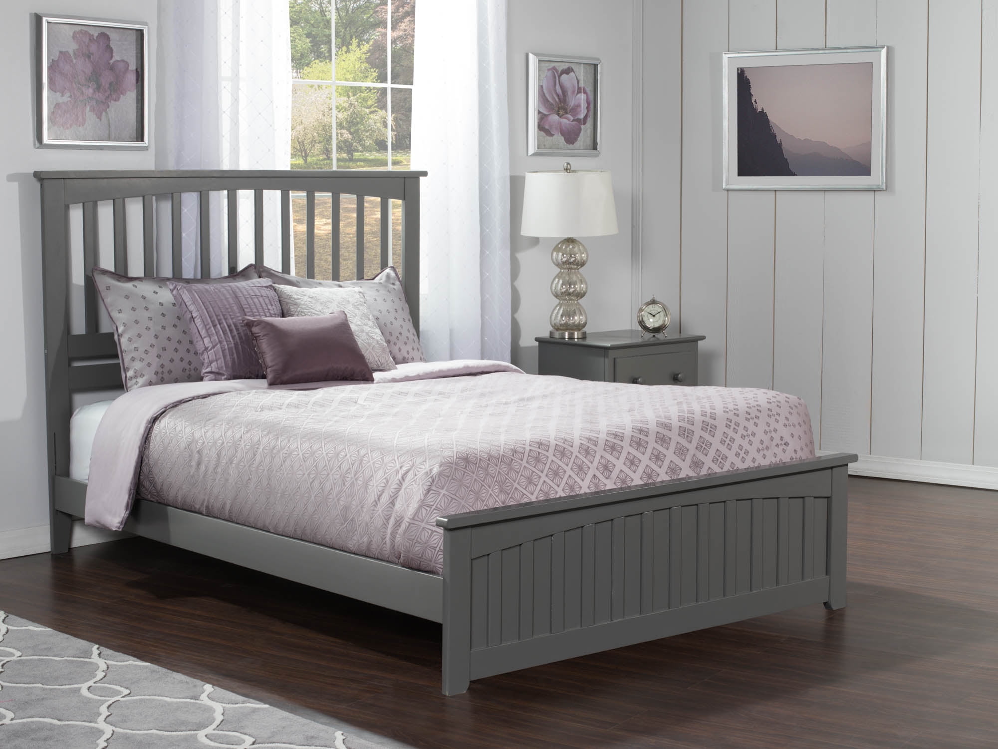 Picture of Atlantic Furniture AR8746039 Mission Queen Traditional Bed with Matching Foot Board - Grey