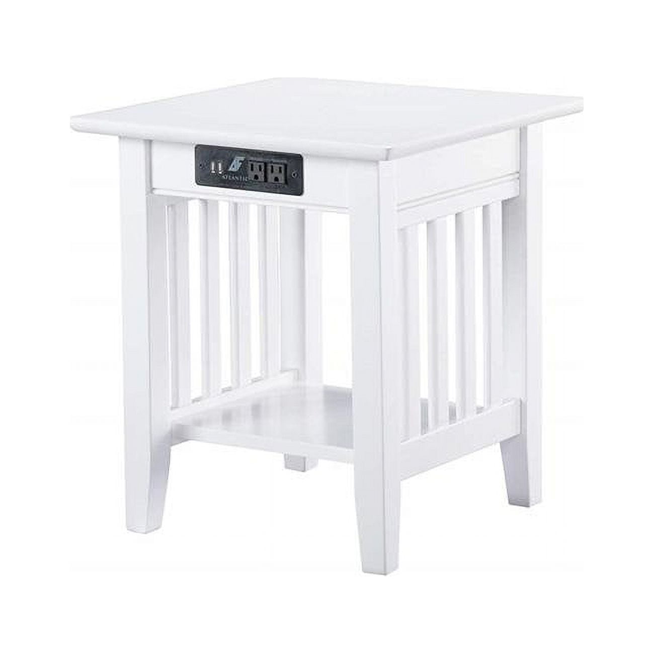 Picture of Atlantic Furniture AH14212 Mission End Table with Charging Station&#44; White