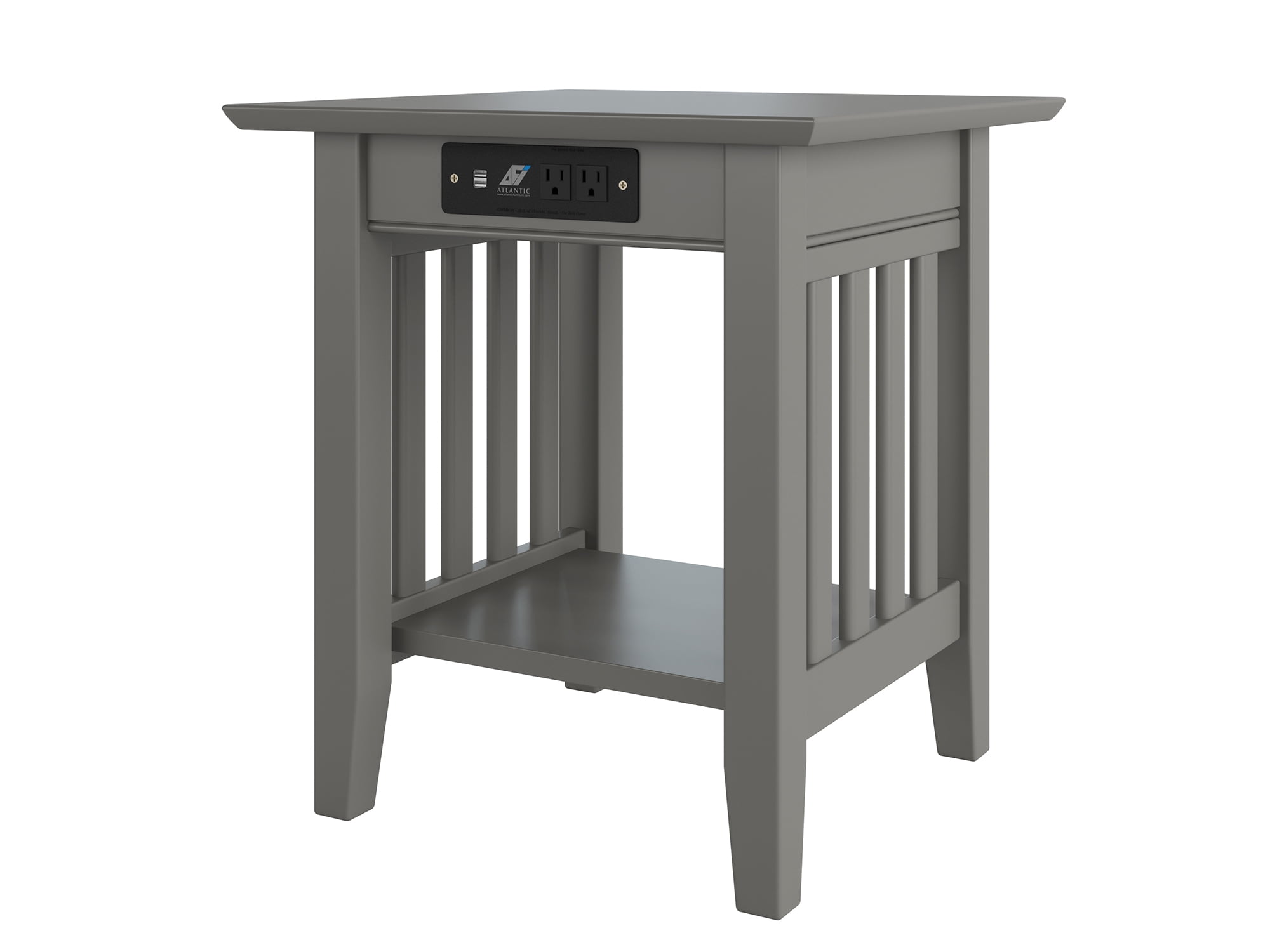 Picture of Atlantic Furniture AH14219 20 x 20 x 22 in. Mission End Table with Charger&#44; Grey