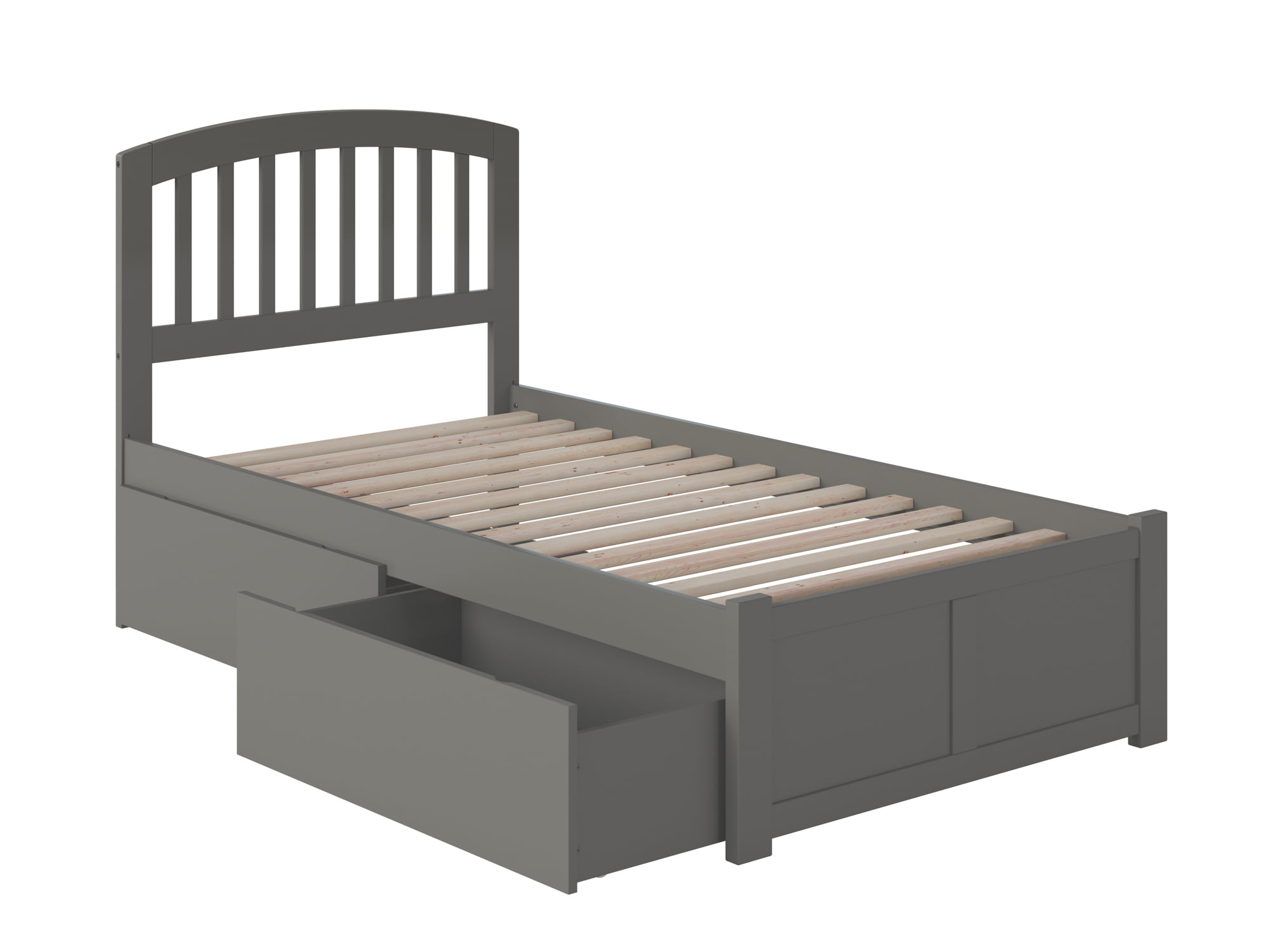 AR8822119 42.13 x 78.13 x 45.63 in. Richmond Platform Bed with Flat Panel Foot Board & 2 Urban Bed Drawers in Grey - Twin Size -  Atlantic Furniture