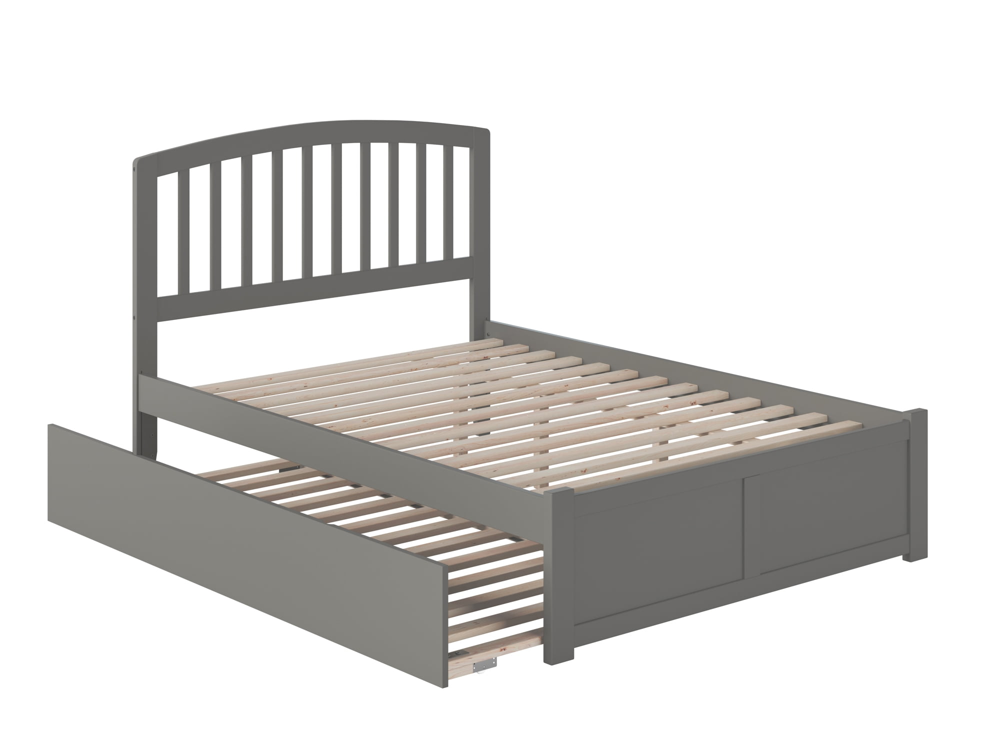 AR8832019 56.38 x 78.13 x 45.63 in. Richmond Full Platform Bed with Flat Panel Foot Board & Twin Size Urban Trundle Bed in Grey -  Atlantic Furniture