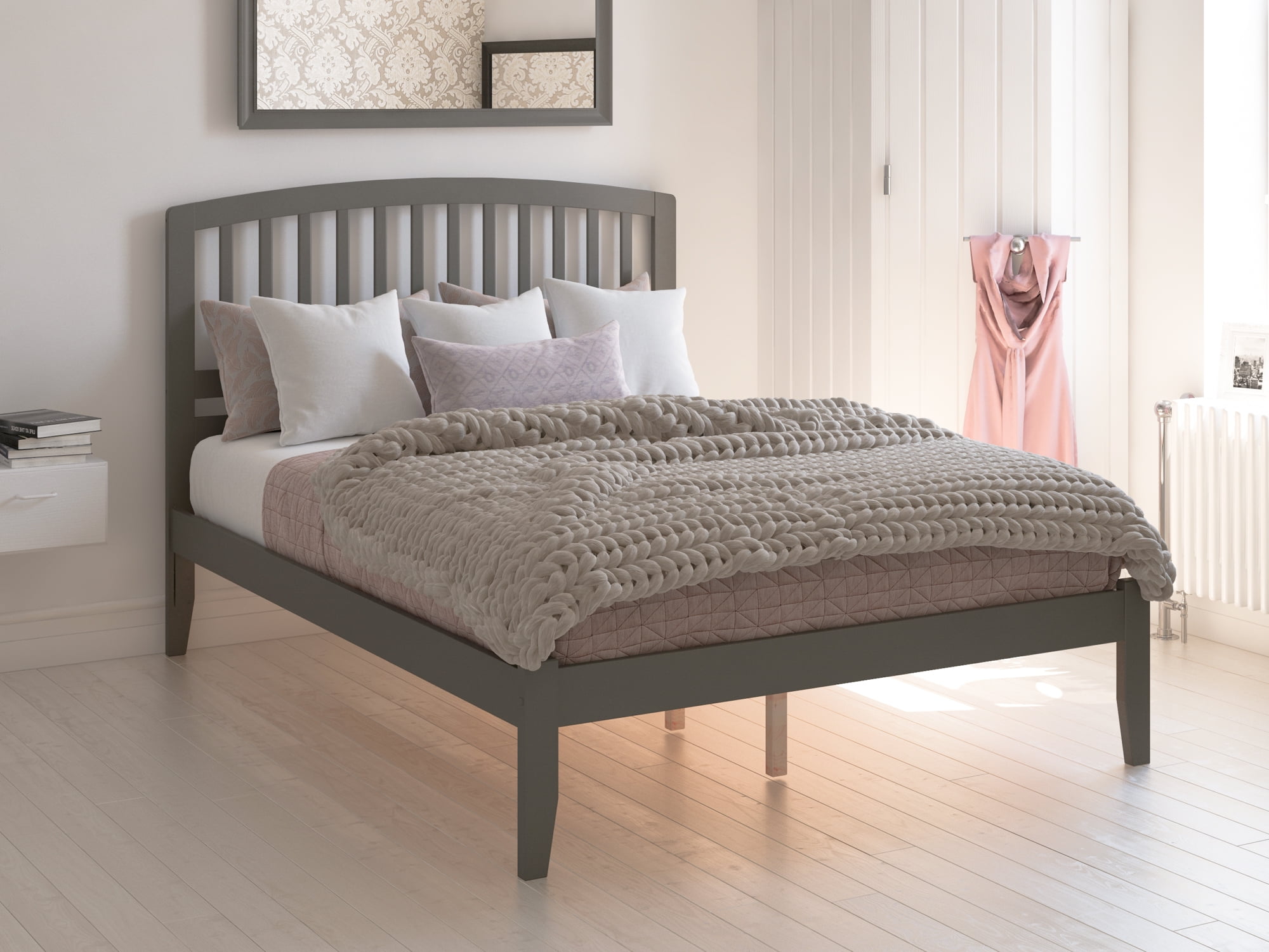 Picture of Atlantic Furniture AR8841009 62.63 x 82.5 x 50 in. Richmond Platform Bed with Open Foot Board in Grey - Queen Size
