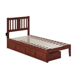 Picture of Atlantic Furniture AG8913414 Tahoe Twin Extra Long Bed with USB Turbo Charger & 2 Extra Long Drawers&#44; Walnut