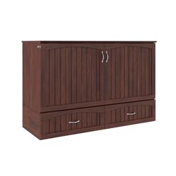 AC554144 Aspen Mid-Century Modern Solid Wood Murphy Bed Chest with Mattress, Walnut - Queen Size -  AFI Furnishings