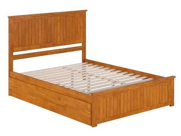 AR824604T Nantucket Solid Wood Platform Bed with Matching Footboard & Twin Extra Large Trundle, Light Toffee - Queen Size -  Atlantic Furniture