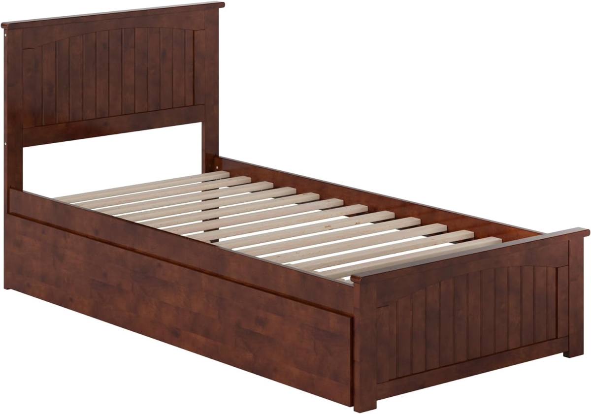 AR8216044 Nantucket Solid Wood Platform Bed with Matching Footboard & Twin Extra Large Trundle, Walnut - Twin Extra Large Size -  Atlantic Furniture