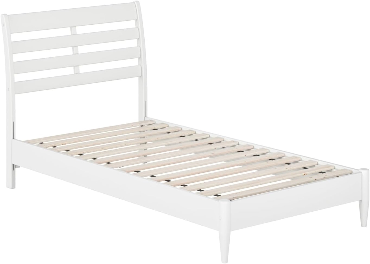 Savannah Solid Wood Low Profile Platform Bed, White - Twin Size -  LivingQuarters, LI4297946