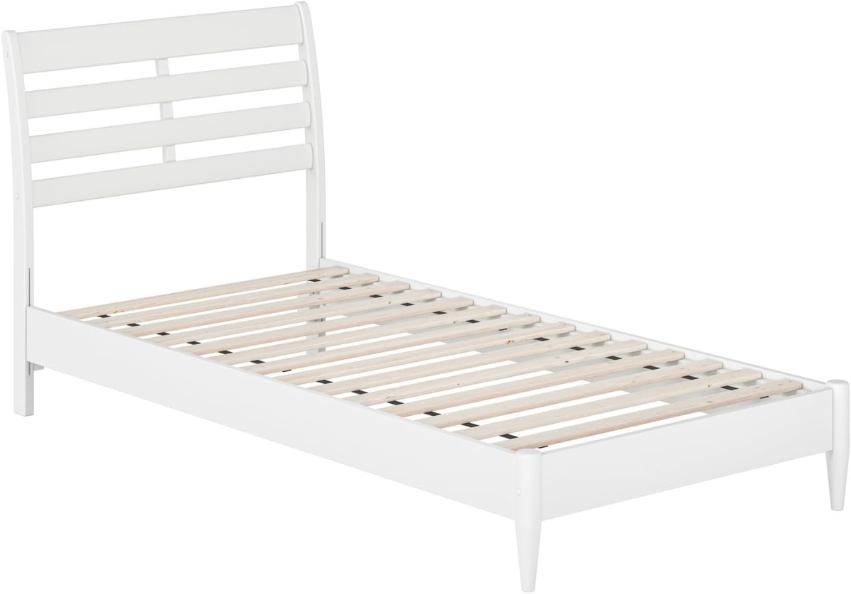 Savannah Solid Wood Low Profile Platform Bed, White - Twin Extra Large Size -  LivingQuarters, LI4297955