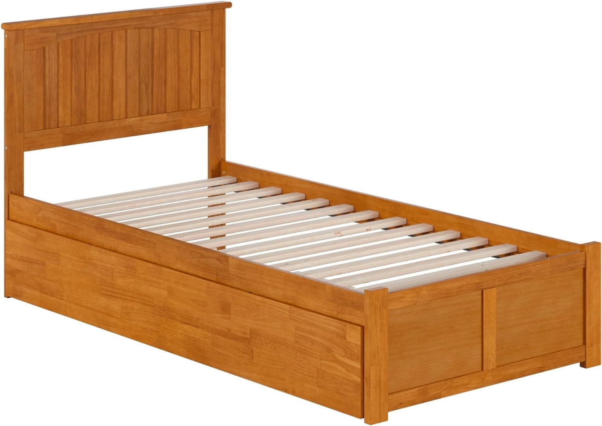 AR821204T Nantucket Solid Wood Platform Bed with Footboard & Twin Extra Large Trundle, Light Toffee - Twin Extra Large Size -  Atlantic Furniture