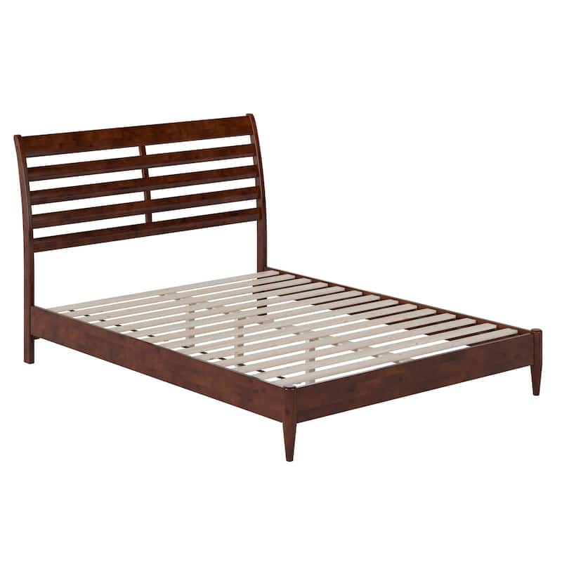 Savannah Solid Wood Low Profile Platform Bed, Walnut - Twin Size -  LivingQuarters, LI4297965