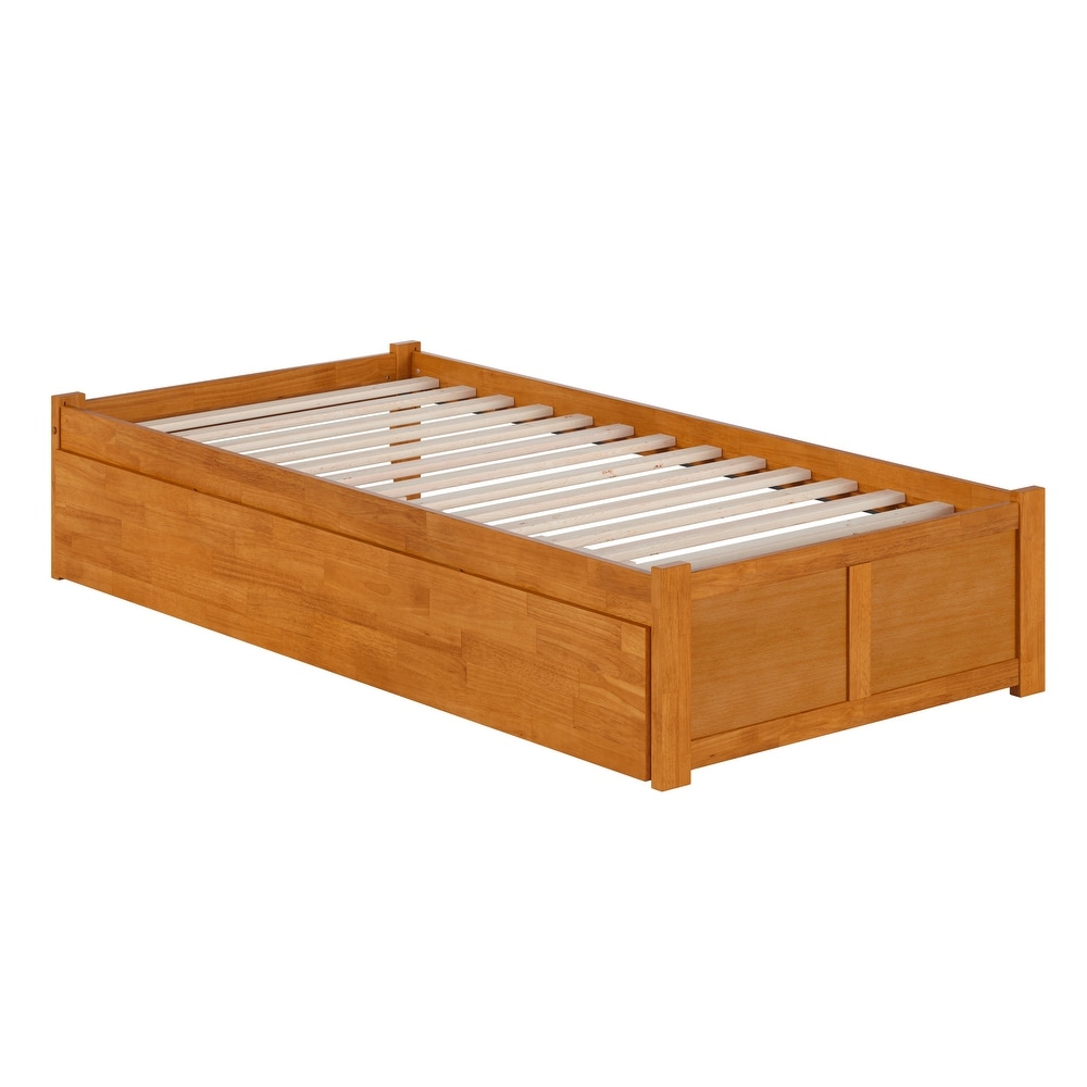 Picture of Atlantic Furniture AR805204T Concord Solid Wood Platform Bed with Footboard & Twin Extra Large Trundle&#44; Light Toffee - King Size