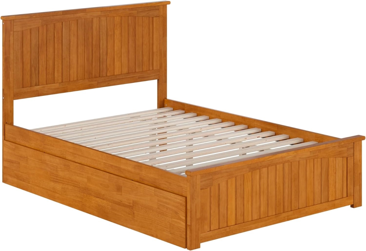 AR823601T Nantucket Solid Wood Platform Bed with Matching Footboard & Twin Trundle, Light Toffee - Full Size -  Atlantic Furniture