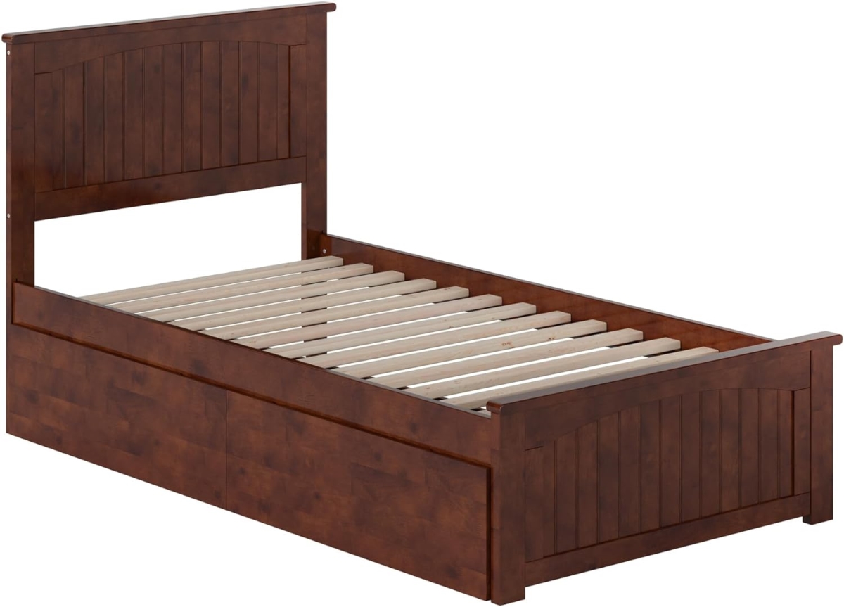 AR8226114 Nantucket Solid Wood Platform Bed with Matching Footboard & Storage Drawers, Walnut - Twin Size -  Atlantic Furniture