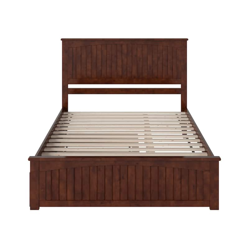 AR8256044 Nantucket Solid Wood Platform Bed with Matching Footboard & Twin Extra Large Trundle, Walnut - King Size -  Atlantic Furniture