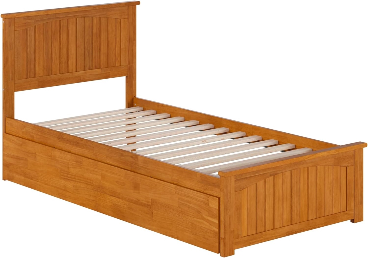 AR821604T Nantucket Solid Wood Platform Bed with Matching Footboard & Twin Extra Large Trundle, Light Toffee - Twin Extra Large Size -  Atlantic Furniture