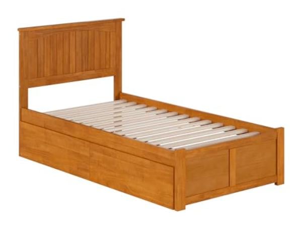 AR822211T Nantucket Solid Wood Platform Bed with Footboard & Storage Drawers, Light Toffee - Twin Size -  Atlantic Furniture