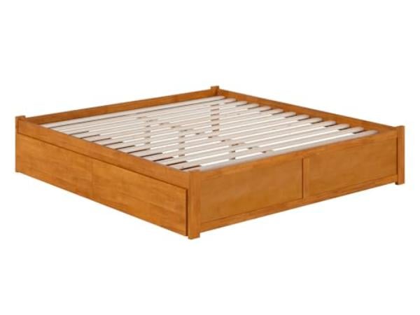 Picture of Atlantic Furniture AR805211T Concord Solid Wood Platform Bed with Footboard & Storage Drawers&#44; Light Toffee - King Size