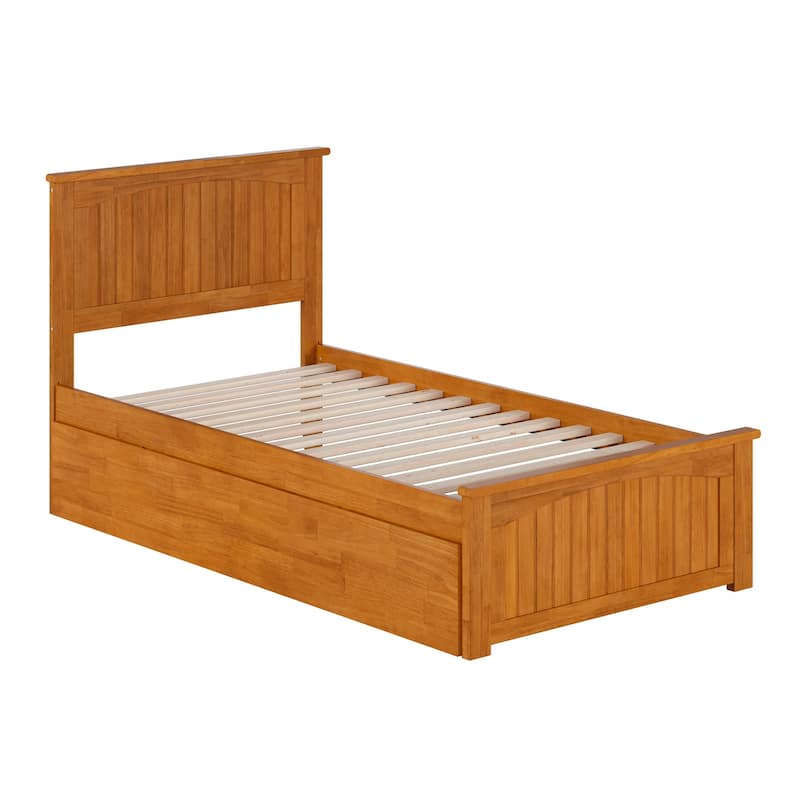 AR825604T Nantucket Solid Wood Platform Bed with Matching Footboard & Twin Extra Large Trundle, Light Toffee - King Size -  Atlantic Furniture