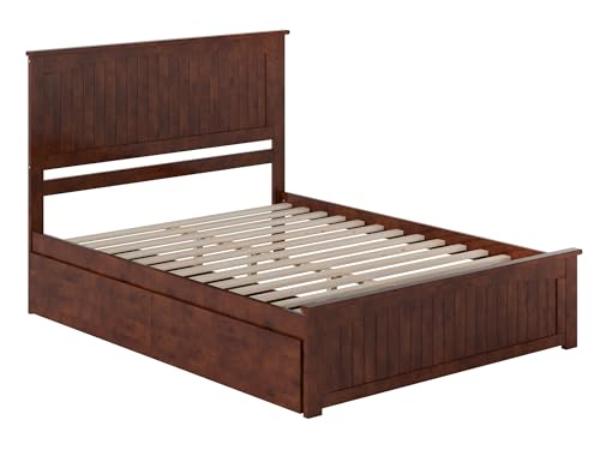 AR8246114 Nantucket Solid Wood Platform Bed with Matching Footboard & Storage Drawers, Walnut - Queen Size -  Atlantic Furniture