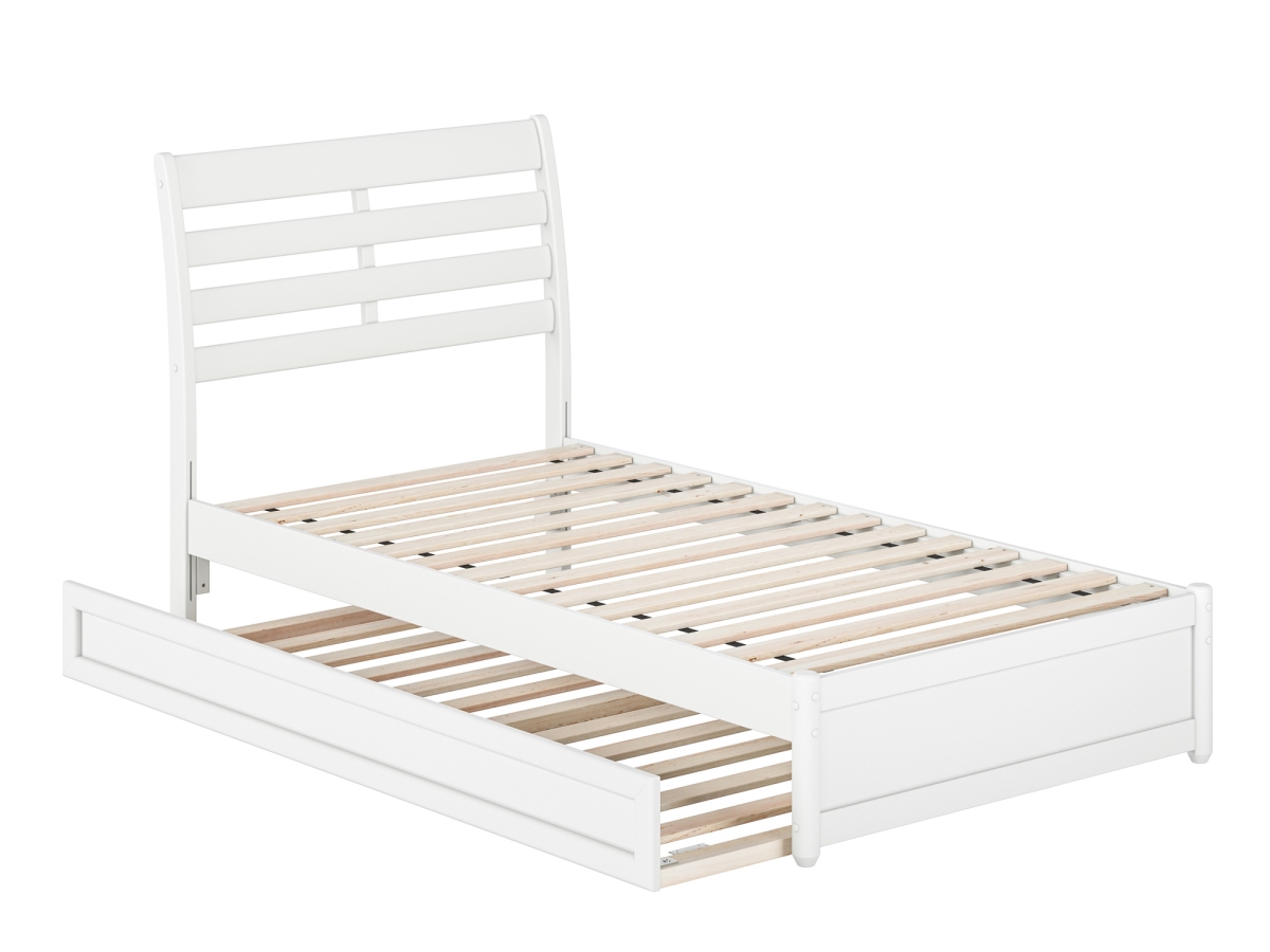 Picture of Atlantic Furniture AR9787222 Emelie Twin Platform Bed with Panel Footboard & Twin Trundle&#44; White