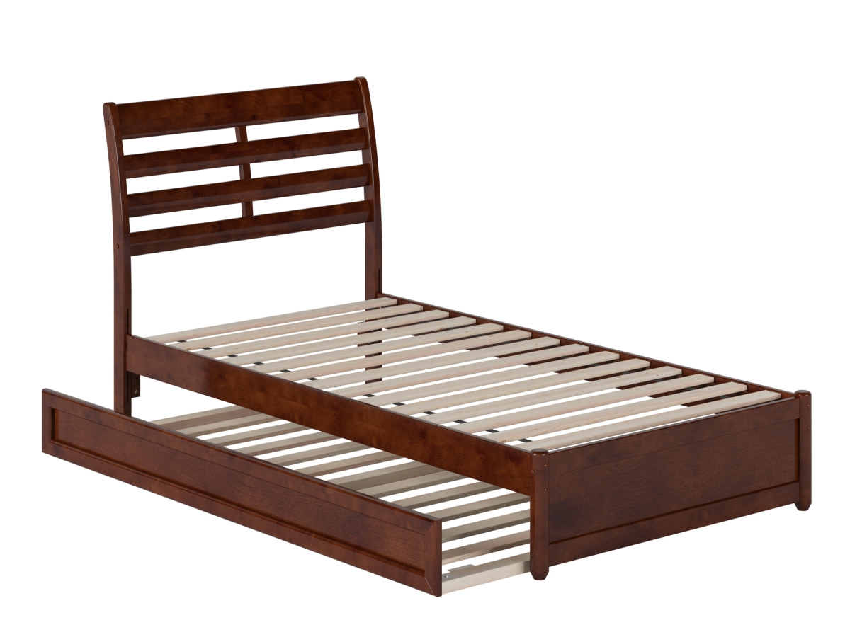 Picture of Atlantic Furniture AR9787224 Emelie Twin Platform Bed with Panel Footboard & Twin Trundle&#44; Walnut