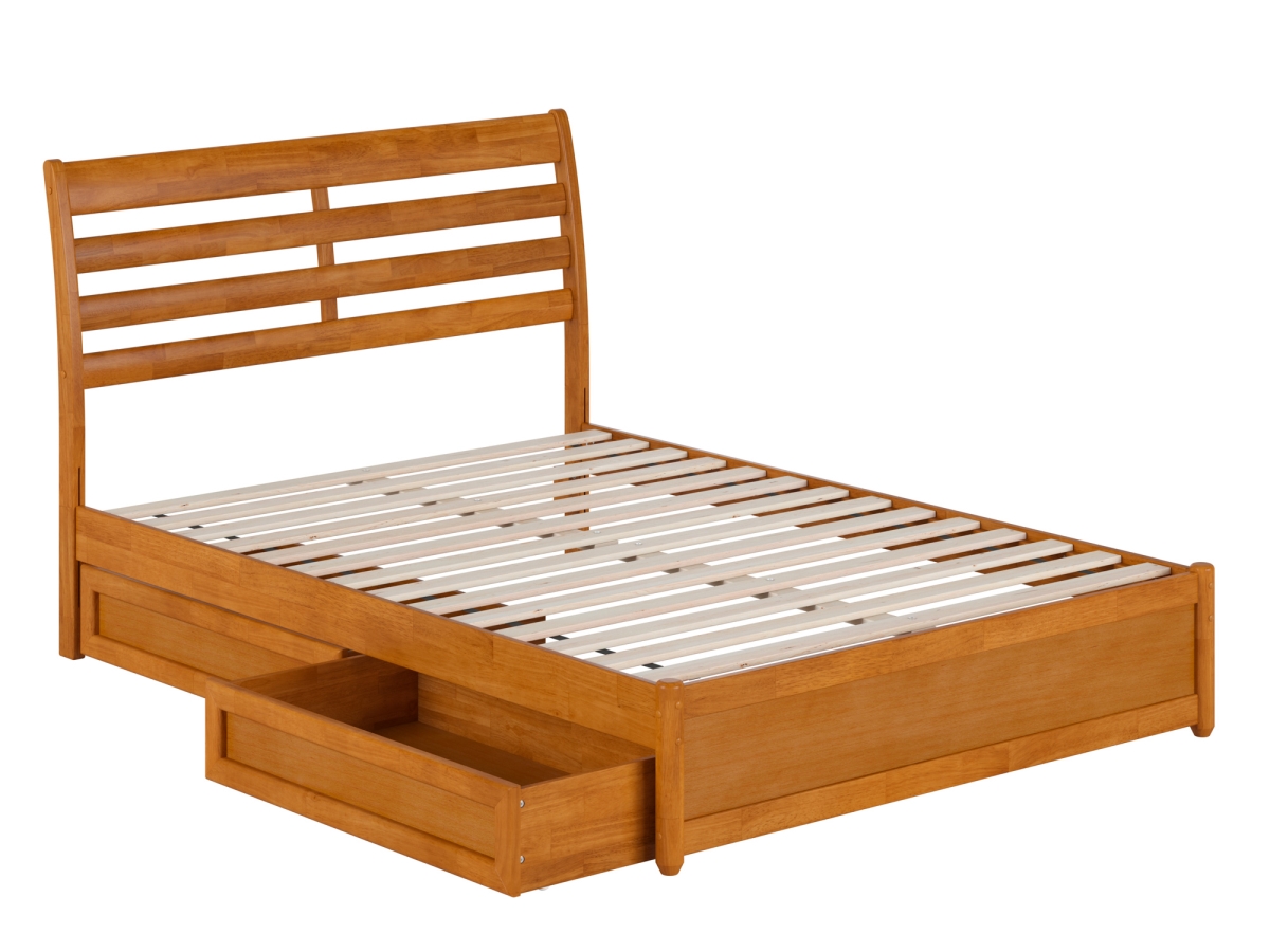 Picture of Atlantic Furniture AR978713T Emelie Full Platform Bed with Panel Footboard & Storage Drawers&#44; Light Toffee