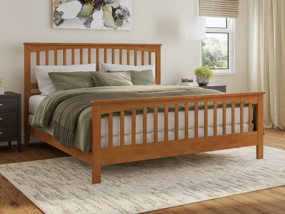 Picture of Brooklyn AR935603T King Size Foundation Bed Frame with Matching Footboard&#44; Light Toffee