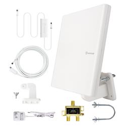 Picture of ANTOP Antenna AT-413BC5 SmartPass Amplified Flat Panel Outdoor HDTV Antenna with 2-way Splitter&#44; White