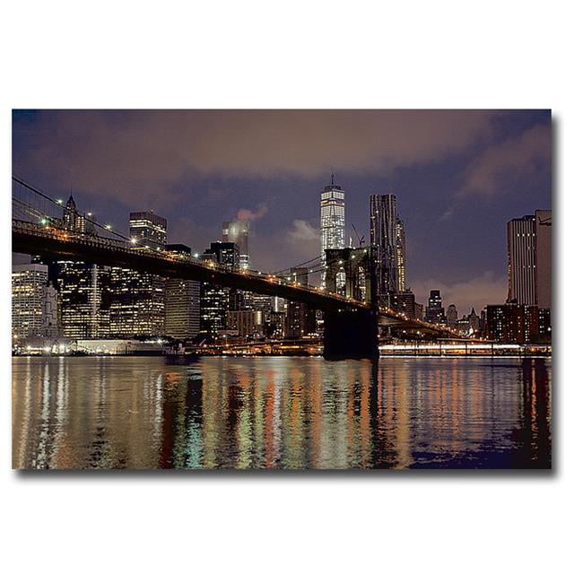 1624E454IG Brooklyn Bridge At Dawn by Alan Blaustein Premium Gallery-Wrapped Canvas Giclee Art - 16 x 24 x 1.5 in.