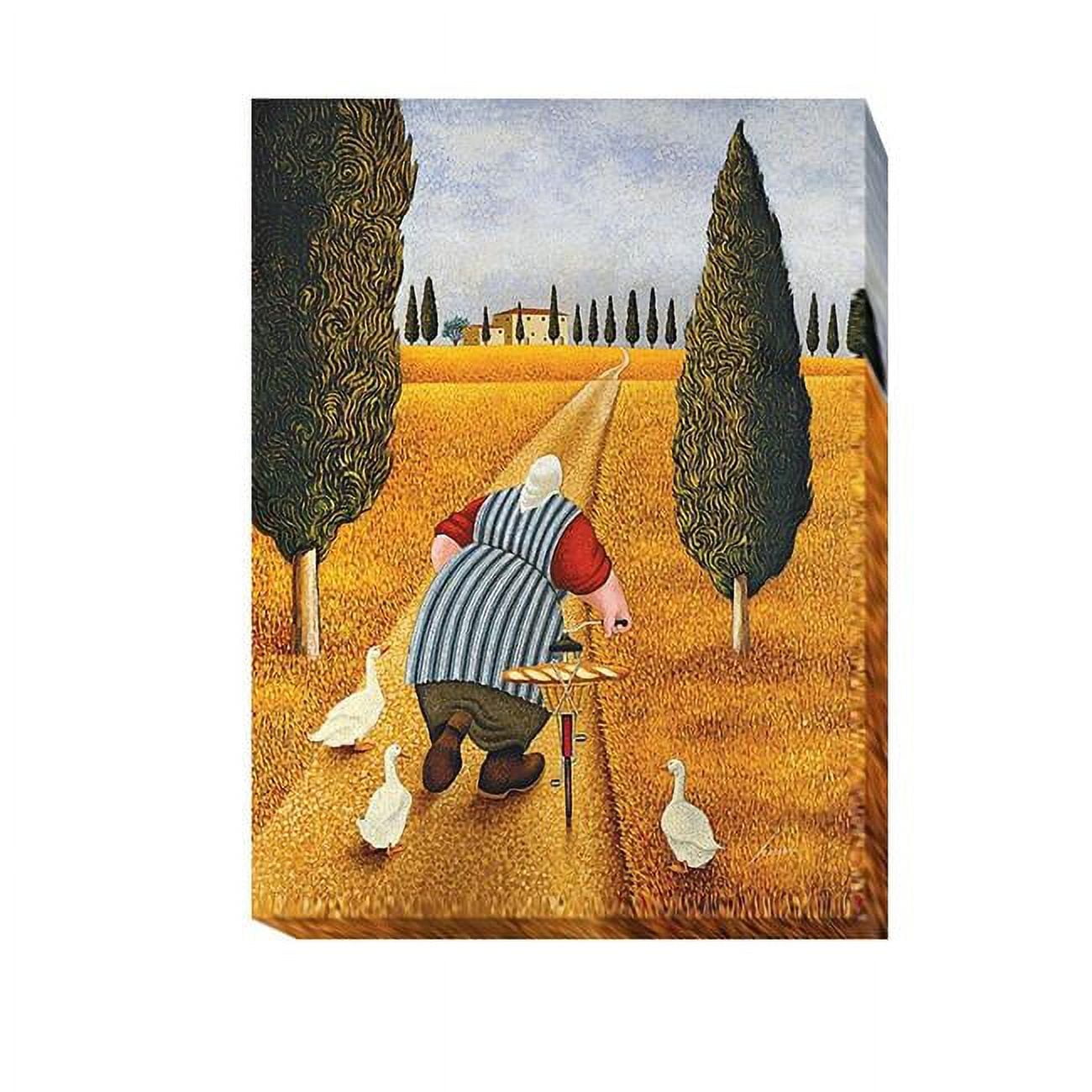 Lady with Fresh Bread by Lowell Herrero Premium Oversize Gallery-Wrapped Canvas Giclee Art - 30 x 40 x 1.5 in.