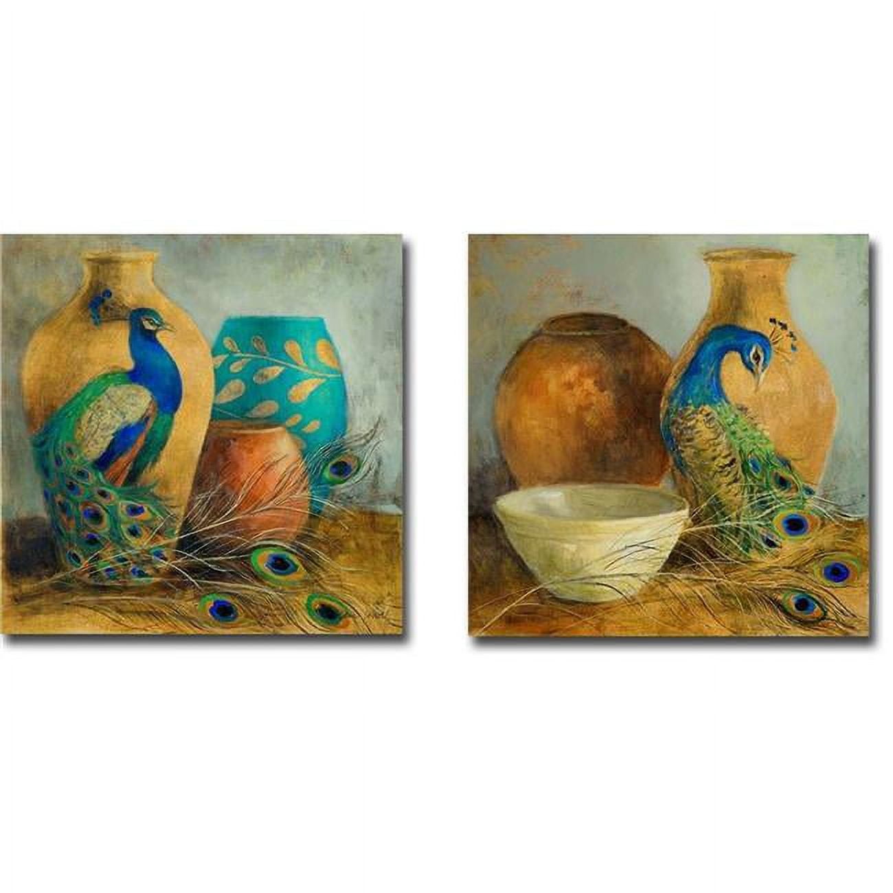 3636498SG Peacock Vessels I & II by Lanie Loreth 2-Piece Premium Oversize Gallery-Wrapped Canvas Giclee Art Set - 36 x 36 in.