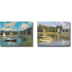 Views of The Bridge At Argenteuil by Claude Monet 2-Piece Premium Gallery-Wrapped Canvas Giclee Art Set - 12 x 16 x 1.5 in.