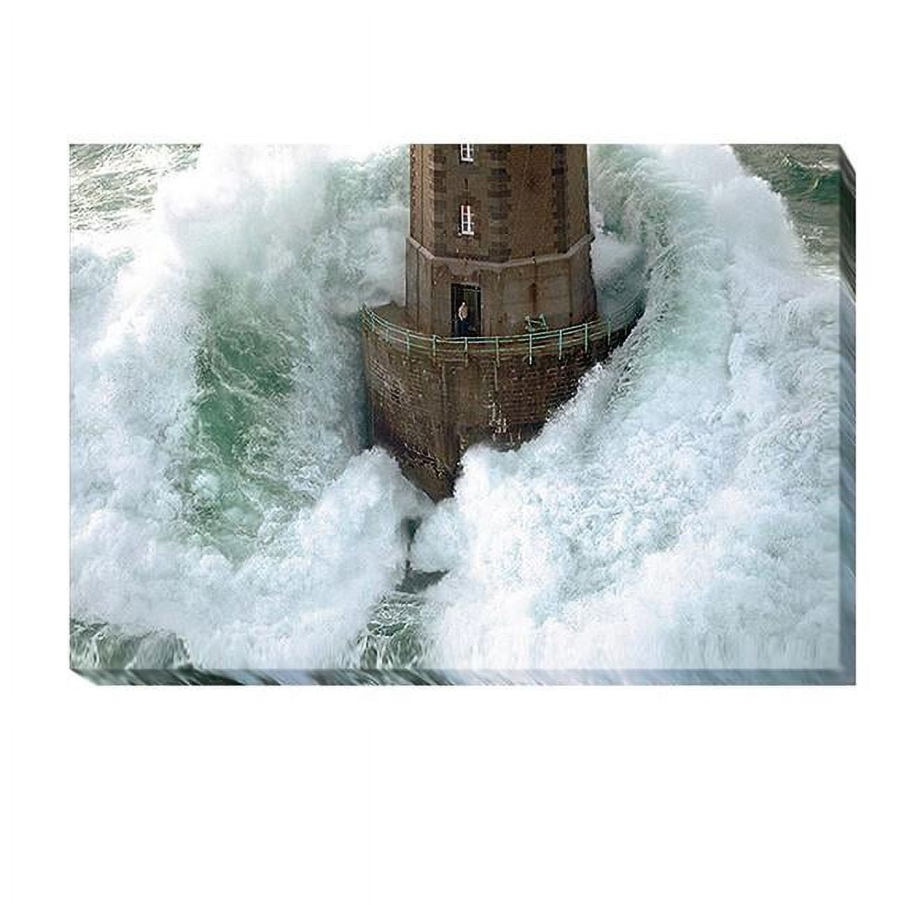 1624X735IG Phares dans la Tempte La Jument by Jean Guichard Premium Gallery-Wrapped Canvas Giclee Art - 16 x 24 x 1.5 in.