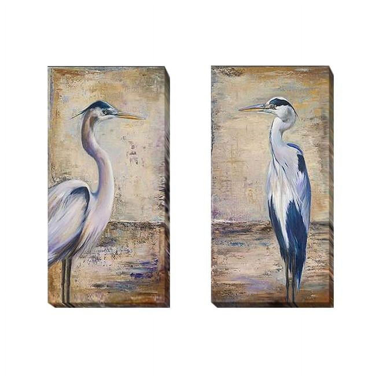 Blue Heron I & II by Patricia Pinto 2-Piece Premium Gallery-Wrapped Canvas Giclee Art Set - 32 x 16 in.