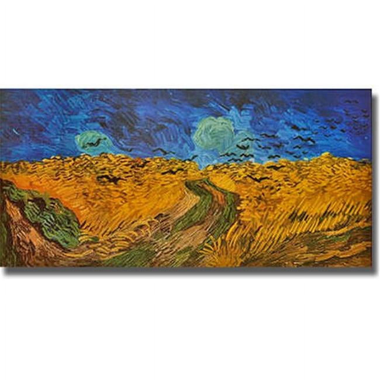 Crows over The Wheatfields by Vincent Van Gogh Premium Gallery Wrapped Canvas Giclee Art - 16 x 32 x 1.5 in.