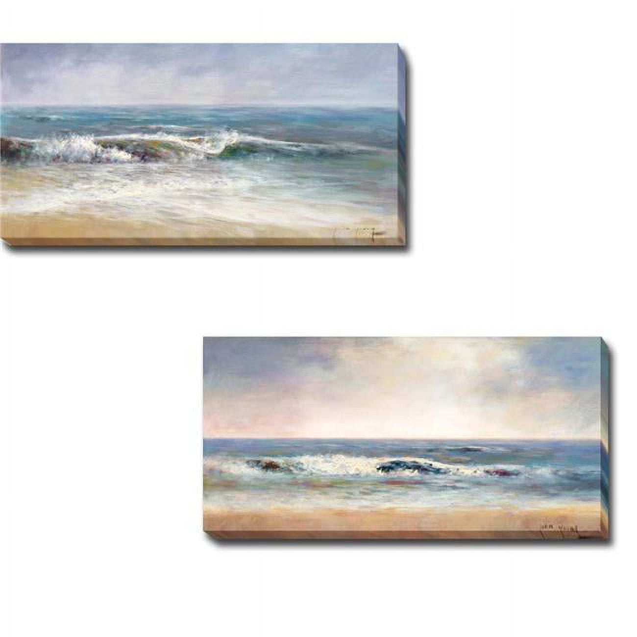 Surf Spray 1 & 2 by John Young 2-Piece Premium Gallery-Wrapped Canvas Giclee Art Set - 16 x 32 x 1.5 in.