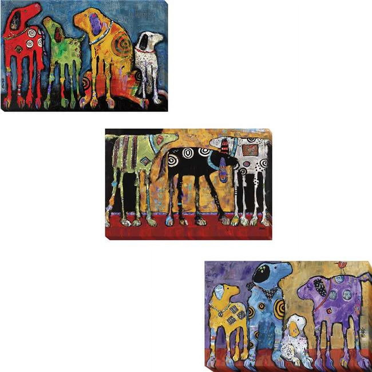 Best Friends, Looking for Trouble & Cast of Characters by Jenny Foster 3 Piece Premium Gallery-Wrapped Canvas Giclee Art Set - 12 x 18 in.