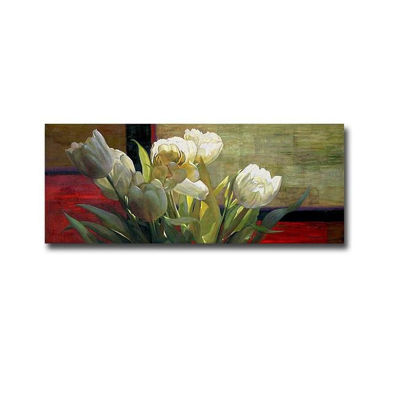 Tulips with Red by Jan McLaughlin Premium Gallery-Wrapped Canvas Giclee Art - 40 x 16 x 1.5 in.