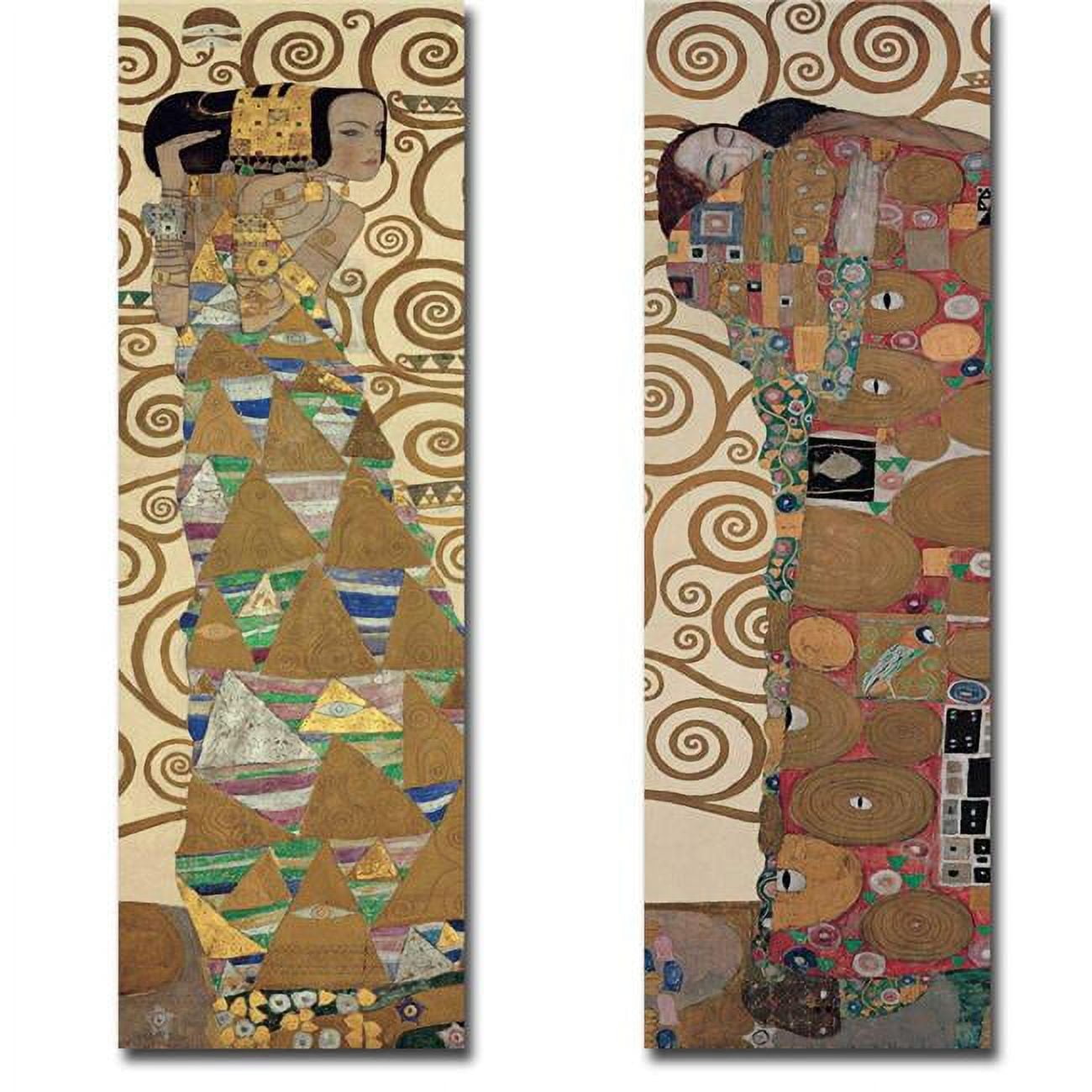 Expectation & Fulfillment by Gustave Klimt 2-Piece Premium Oversize Gallery-Wrapped Canvas Giclee Art Set - 48 x 16 in.