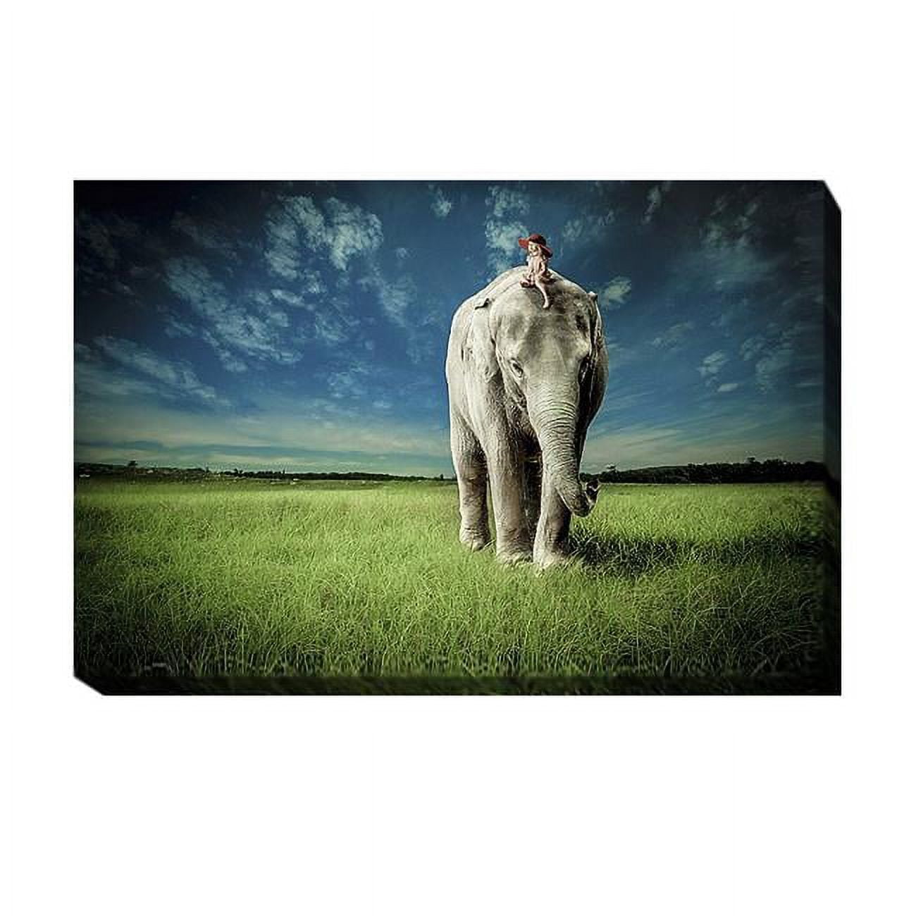 Elephant Carry Me by Jeff Madison Custom Gallery-Wrapped Canvas Giclee Art - Ready to Hang, 24 x 36 x 1.5 in.