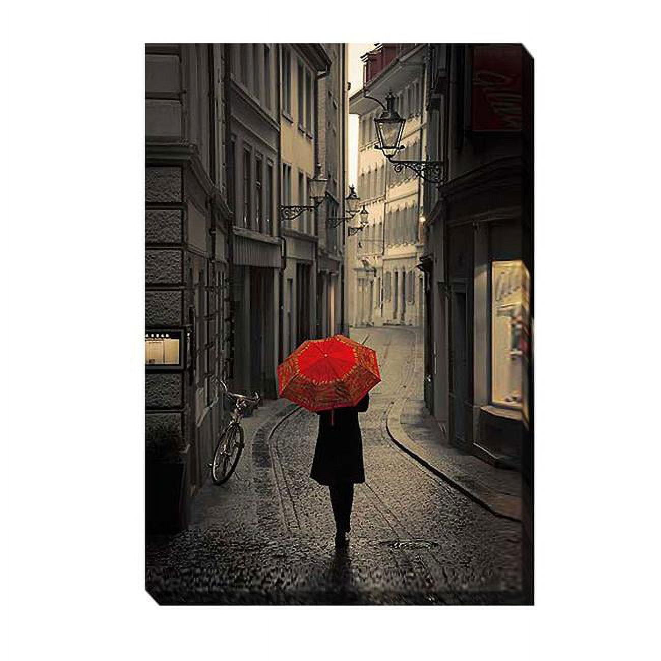 Red Rain by Stefano Corso Premium Gallery-Wrapped Canvas Giclee Art - Ready-to-Hang, 12 x 18 x 1.5 in.