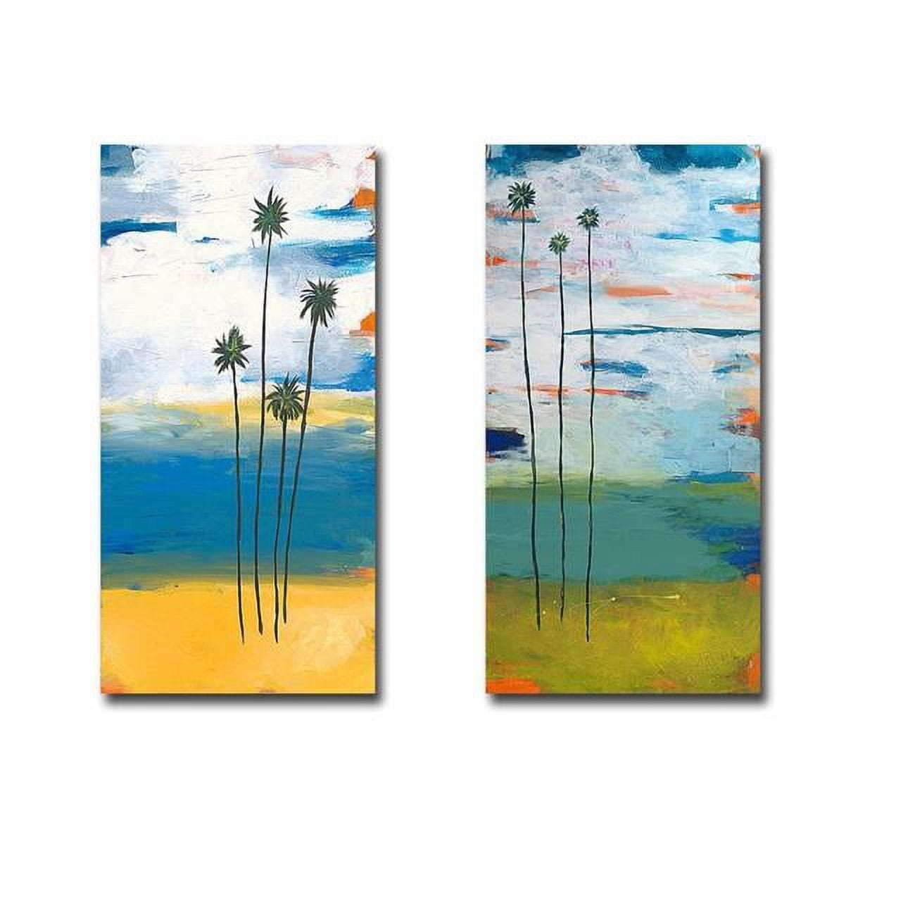 Four Palms & Desert Palms by Jan Weiss Premium Gallery-Wrapped Canvas Giclee Art Set - Ready to Hang, 12 x 24 x 1.5 in.
