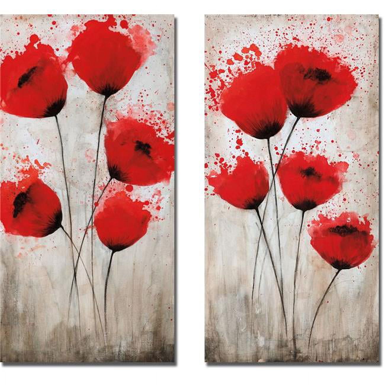 Luminous Crimson I & II by Catherine Brink Premium Gallery-Wrapped Canvas Giclee Art Set - Ready-to-Hang, 12 x 24 x 1.5 in.