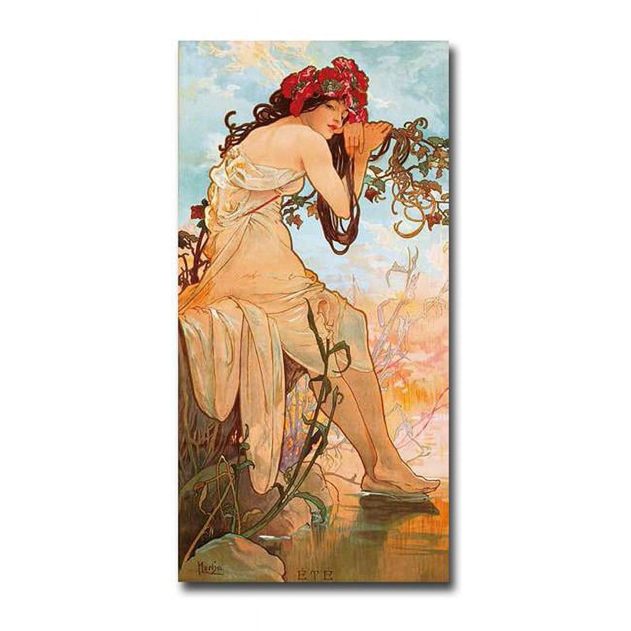 1224AM532SAG Ete by Alphonse Mucha Premium Gallery Wrapped Canvas Giclee Art - Ready to Hang, 12 x 24 x 1.5 in.