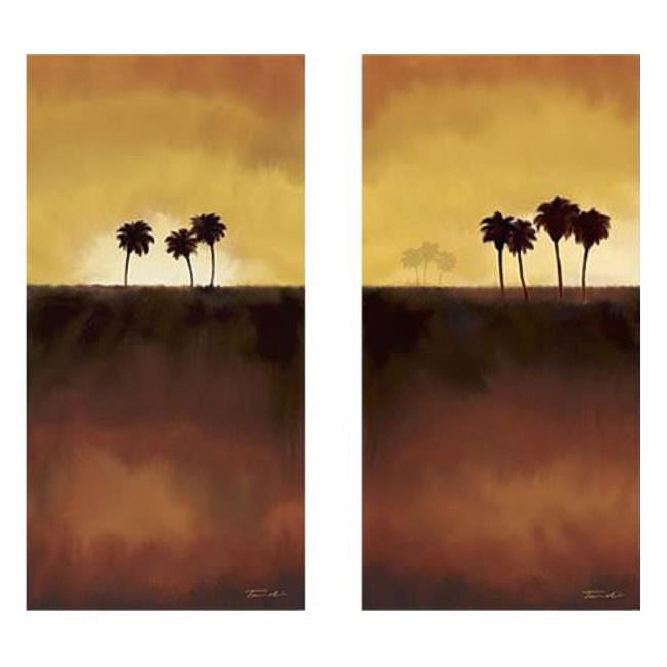 Sunset Palms I & II by Tandi Venter Premium Gallery Wrapped Canvas Giclee Art Set - Ready-to-Hang, 12 x 24 x 1.5 in.