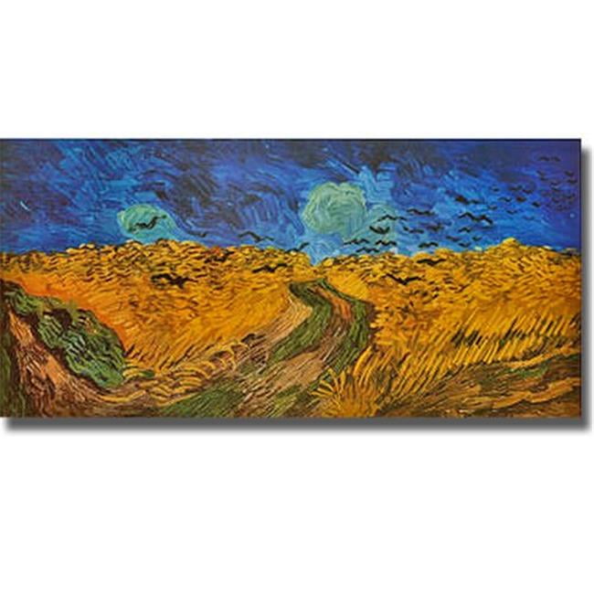 Wheat Field with Crows by Vincent Van Gogh Premium Gallery-Wrapped Canvas Giclee Art - Ready to Hang, 12 x 24 x 1.5 in.